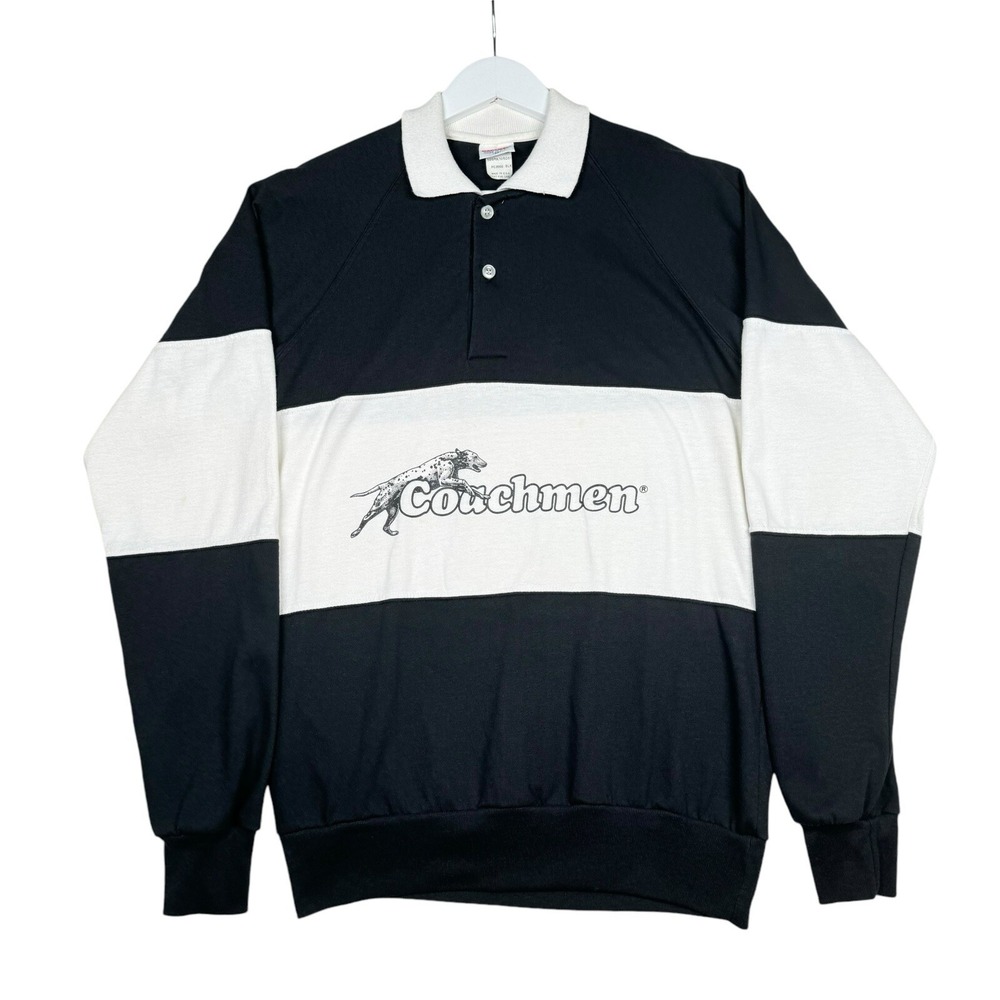 Vintage 90s Coachmen Dog Polo Longsleeve Shirt - Hartwell - Medium Black White